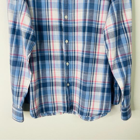 Vineyard Vines blue white pink plaid slim fit whale button down shirt 2XL - Picture 3 of 6